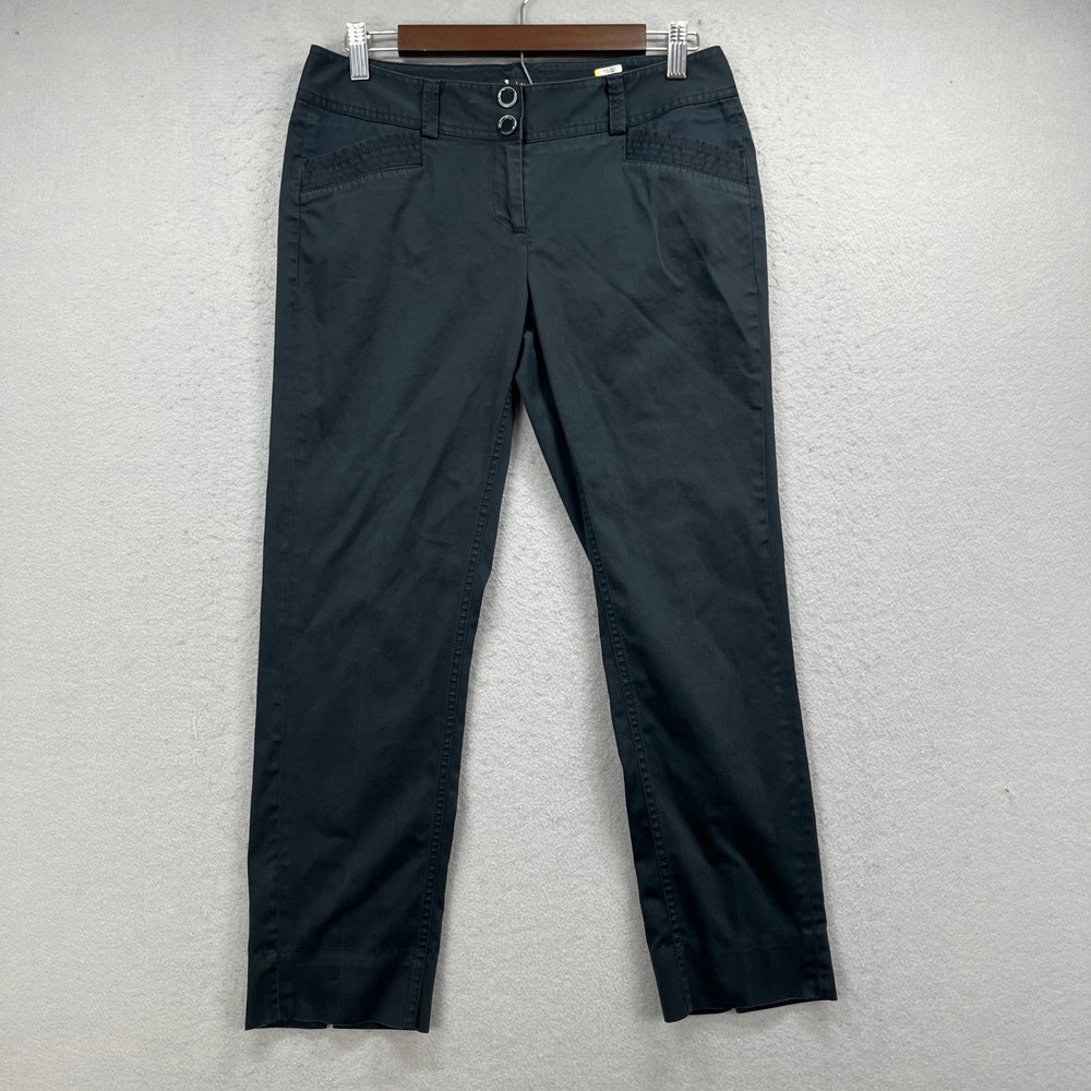 White House Black Market Pants Women 4 Black Slim Ankle Chino Work Office Preppy